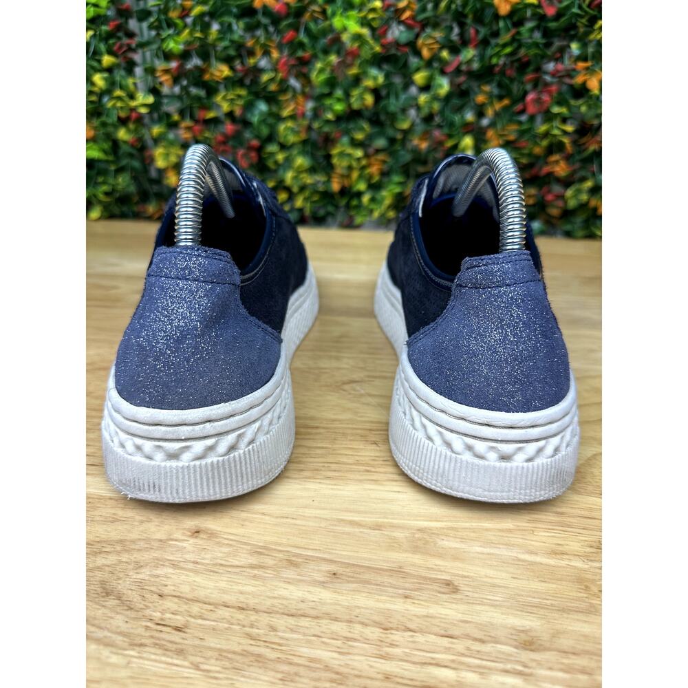 Geox Perforated Cup Sole Sneakers Shoes Platform Navy Blue White Womens 8.5 Guc View 5